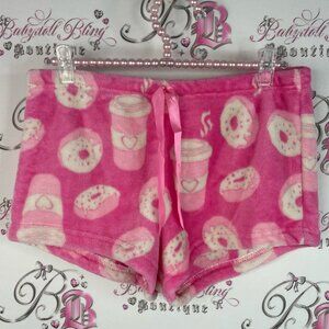 Shorts fleece coffee ☕️ and doughnut 🍩 Pink Donut Print Women Shorts soft cozy